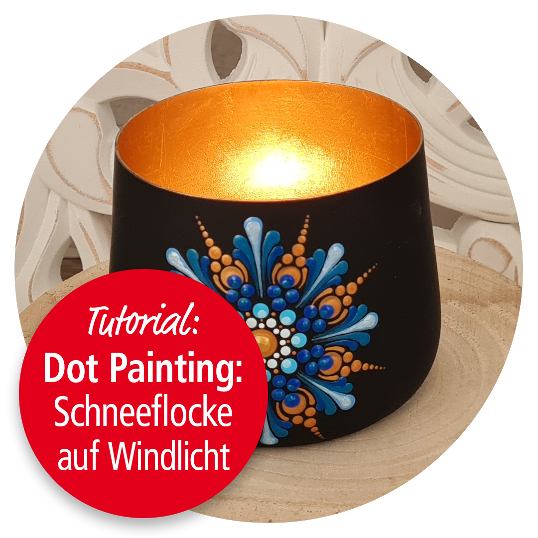 Blogbeitrag: Dot Painting: Schneeflocke auf Windlicht - mit Petra Staffelbach